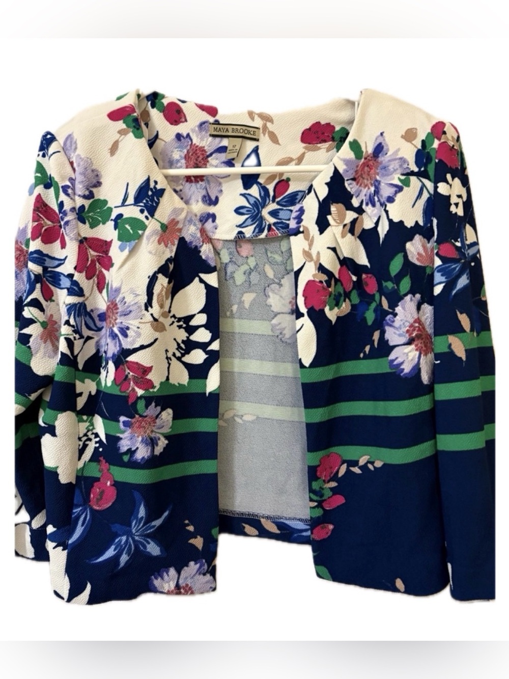 Maya Brooke Floral Woman’s Cropped Jacket Size 12 Reg NWT Dressy Blazer - Picture 1 of 5